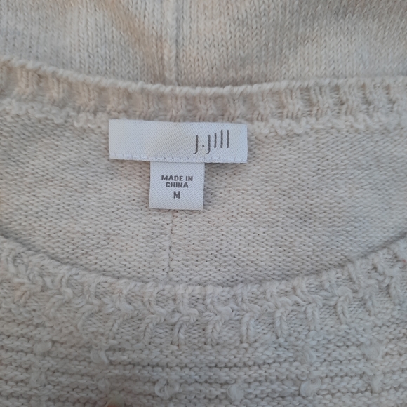 J. Jill Raglan Long Sleeve Waffle Contrast Super Soft Sweater Longline Tan Med - Picture 10 of 11